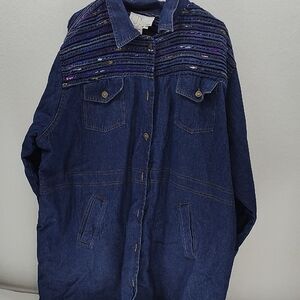 Women's Denim Jacket with Purple Details